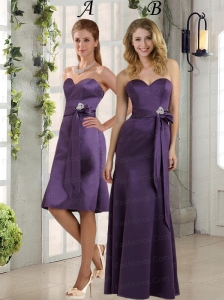 Eggplant Purple Sweetheart Column Prom Dresses with Bel