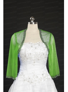 Green Long Sleeves 2014 Wraps with Beading