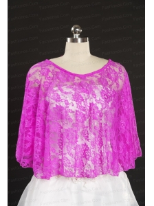 Hot Pink Beading Lace Hot Sale Wraps for 2014