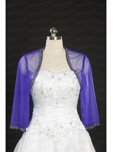 Simple Beading Purple Long Sleeves Wraps for 2014