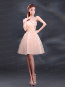 Sweet One Shoulder A Line Appliques 2015 Prom Dress