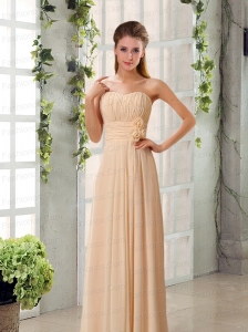 Champagne Ruching Chiffon Prom Dresses with Sweetheart