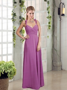 Straps Ruching 2015 New Style Prom Dress with Floor Length