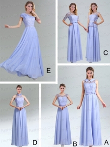 2015 Modest Belt Empire Prom Dress in Lavender