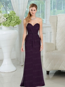 2015 Sweetheart Ruching Floor Length Prom Dress in Dark Purple