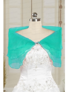 2014 Cheap Turquoise Open Front Shawls with Beading