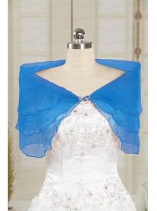 2014 Sweet Beading Open Front Shawls in Blue