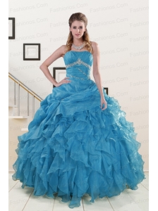 2015 Luxurious Strapless Quinceanera Dresses with Beading and Ruffles