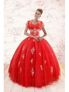 2015 Ball Gown Sweetheart Appliques Quinceanera Dresses with