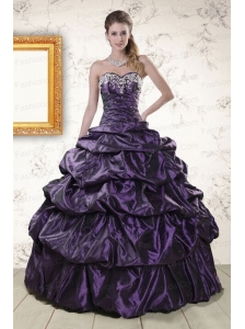 Pretty Sweetheart Purple Sweet 15 Dresses with Appliques for 2015