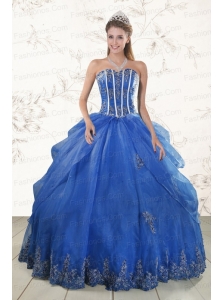 2015 Cheap Appliques Quinceanera Dresses in Royal Blue