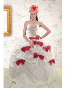 Cheap White Quinceanera Dresses with Beading and Bowknots For 2015