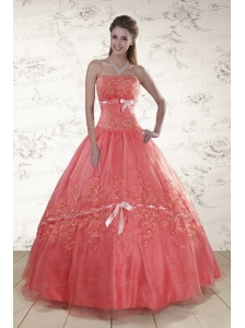 Watermelon Sweetheart Appliques Sweet 15 Dresses for 2015
