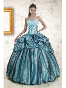 2015 Elegant Strapless Pick Ups Quinceanera Dresses in Teal