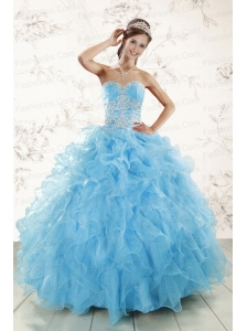 Aqua Blue Ball Gown Sweetheart Beading Sweet 16 Dresses