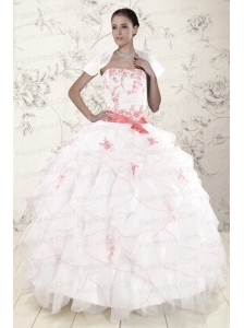 Most Popular White Quinceanera Dresses with Pink Appliques and Ruffles