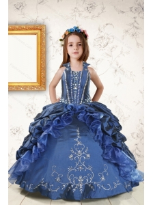 2015 Affordable Appliques and Pick Ups Little Girl Dress in Navy Blue