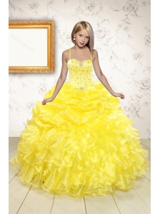 Beand New Beading and Ruffles Flower Girl Dress in Yellow for 2015
