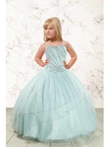 Luxurious Beading and Ruffles Little Girl Pageant Dress in Aqua Blue