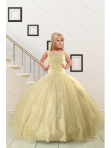 On Sales Appliques Light Yellow Little Girl Dress for 2015