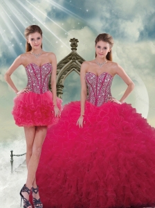 Detachable Beading and Ruffles Red Sweet 16 Dresses
