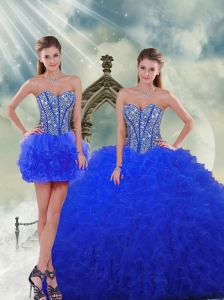 Unique and Detachable Royal Blue Quinceanera Dresses with Beading and Ruffles for 2015 Spring