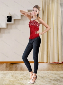 2015 New Style Red Strapless Corset with Embroidery