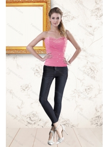 Unique Sweetheart Baby Pink Corset With Beading for 2015