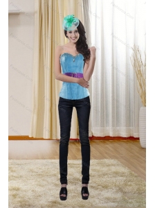 Baby Blue Sweetheart Corset with Ruffles and Beading