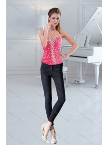 The Most Popular Sweetheart 2015 Hot Pink Corset with Beading