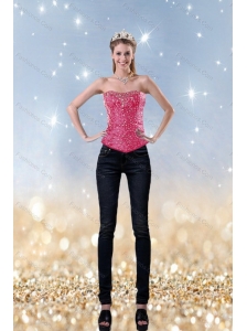 2015 Girls Fashionable Pink Sweetheart Corset With Beading