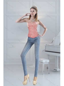 2015 Pretty Watermelon Corset with Beading