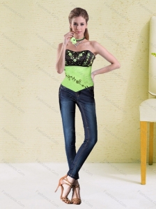 Embroidery and Flowers Sweetheart Corset in Spring Green