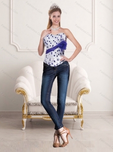 Pretty White and Purple 2015 Corset with Ruffles and Beading