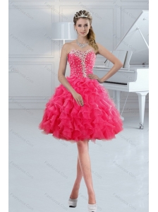 Sweetheart 2015 Cute Prom Gown with Ruffles and Beading