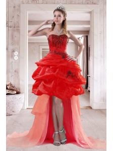 2015 Pretty Sweetheart Prom Dresses with Embroidery and Ruffles