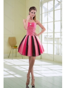 Beautiful Multi Color Beaded Sweetheart Prom Dresses with Ruffles