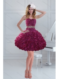 Fashionable Beaded Strapless Ruffled Prom Dresses for 2015