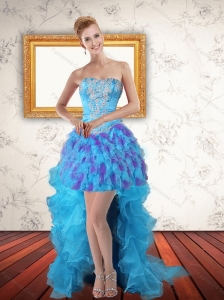 Beautiful Sweetheart High Low Ruffles Prom Dresses in Multi Color