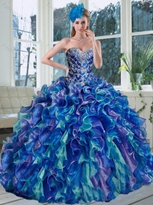 Popular 2015 Multi Color Quinceanera Dresses with Beading and Ruffles