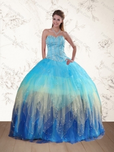 Sweetheart Multi Color Quinceanera Dress with Ruffles and Beading