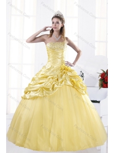 Most Popular Strapless Beading Quinceanera Dresses for 2015
