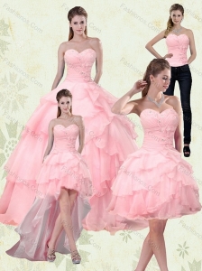 Unique Sweetheart Beaded 2015 Quinceanera Dresses with Ruffled Layers