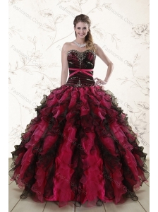 2015 The Most Popular Multi Color Quince Dresses with Ruffles and Beading