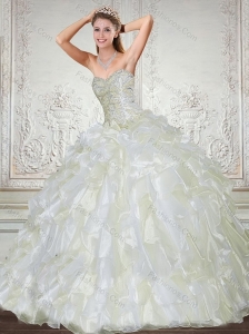 Brand New Sweetheart 2015 Quinceanera Dress in White with Beading and Ruffles