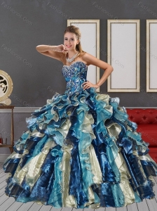 Fashionable 2015 Multi Color Quinceanera Dresses with Appliques and Ruffles