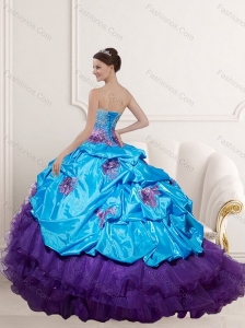 Inexpensive 2015 Multi Color Quinceanera Dresses with Beading and Ruffles