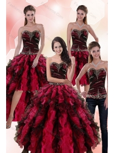 Wonderful Multi Color Dresses for Quince with Ruffles and Beading