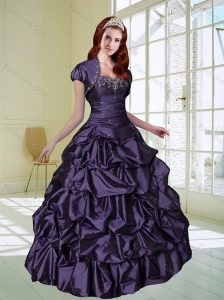 Detachable Appliques and Pick Ups Purple Quinceanera Dresses