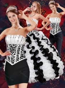 Zebra Print Dresses for Quince with Beading and Ruffles for 2015